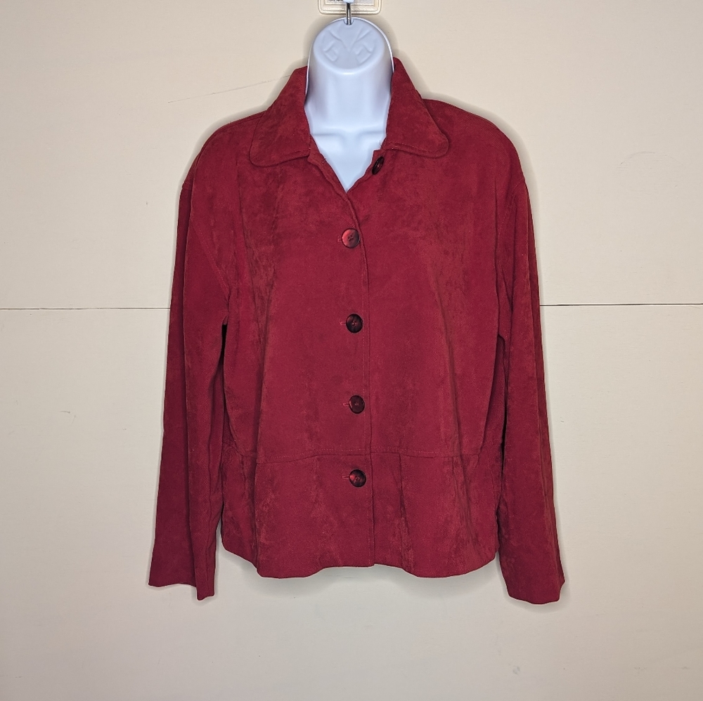 VINTAGE Clio Button Down Top or Shacket Red Courdoroy